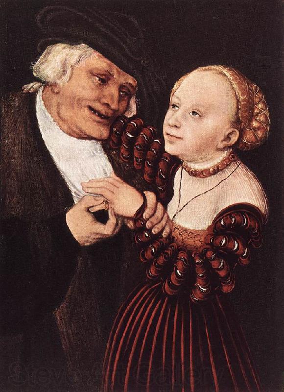 CRANACH, Lucas the Elder Old Man and Young Woman hgsw Germany oil painting art